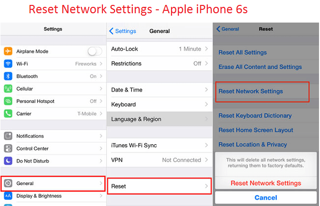 Reset Network Settings -iPhone 6s