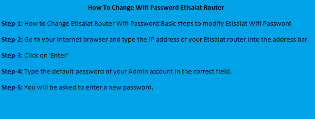 how to change wifi password etisalat router